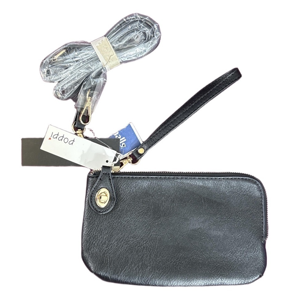 New Poppi vegan black wristlet or crossbody bag / purse